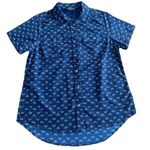 Eddie Bauer Adventurer Short Sleeve Button up Women's Polo Shirt Blue Size Med.
